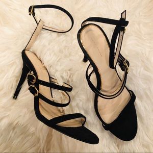 Zara black velvet sandals